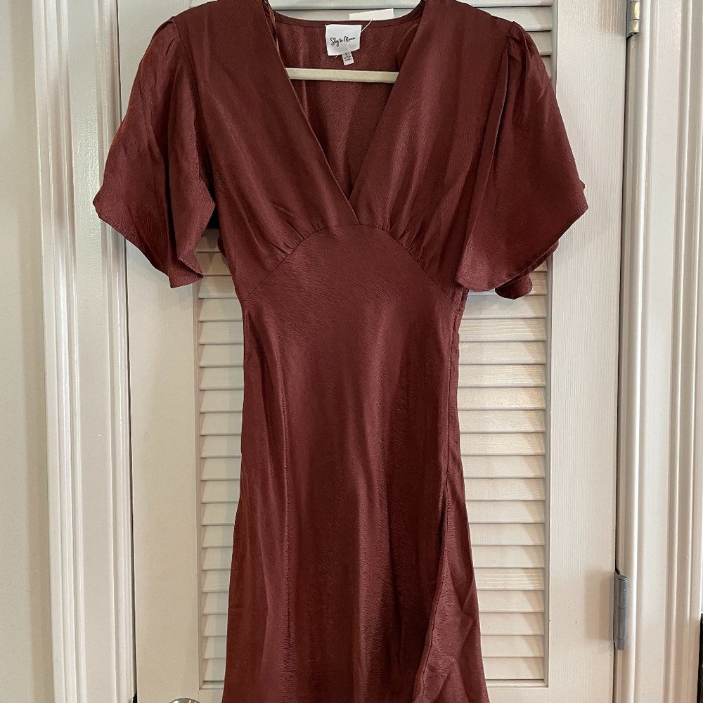 Sky to Moon Maroon Shine Mini Dress *NWT*